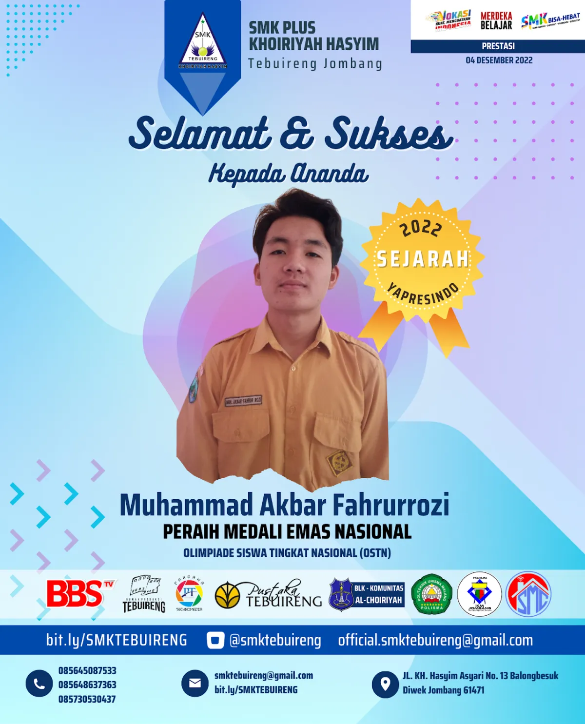 2022 - EMAS OLIMPIADE SISWA TINGKAT NASIONAL (OSTN) (SEJARAH) TAHUN 2022 - AKBAR