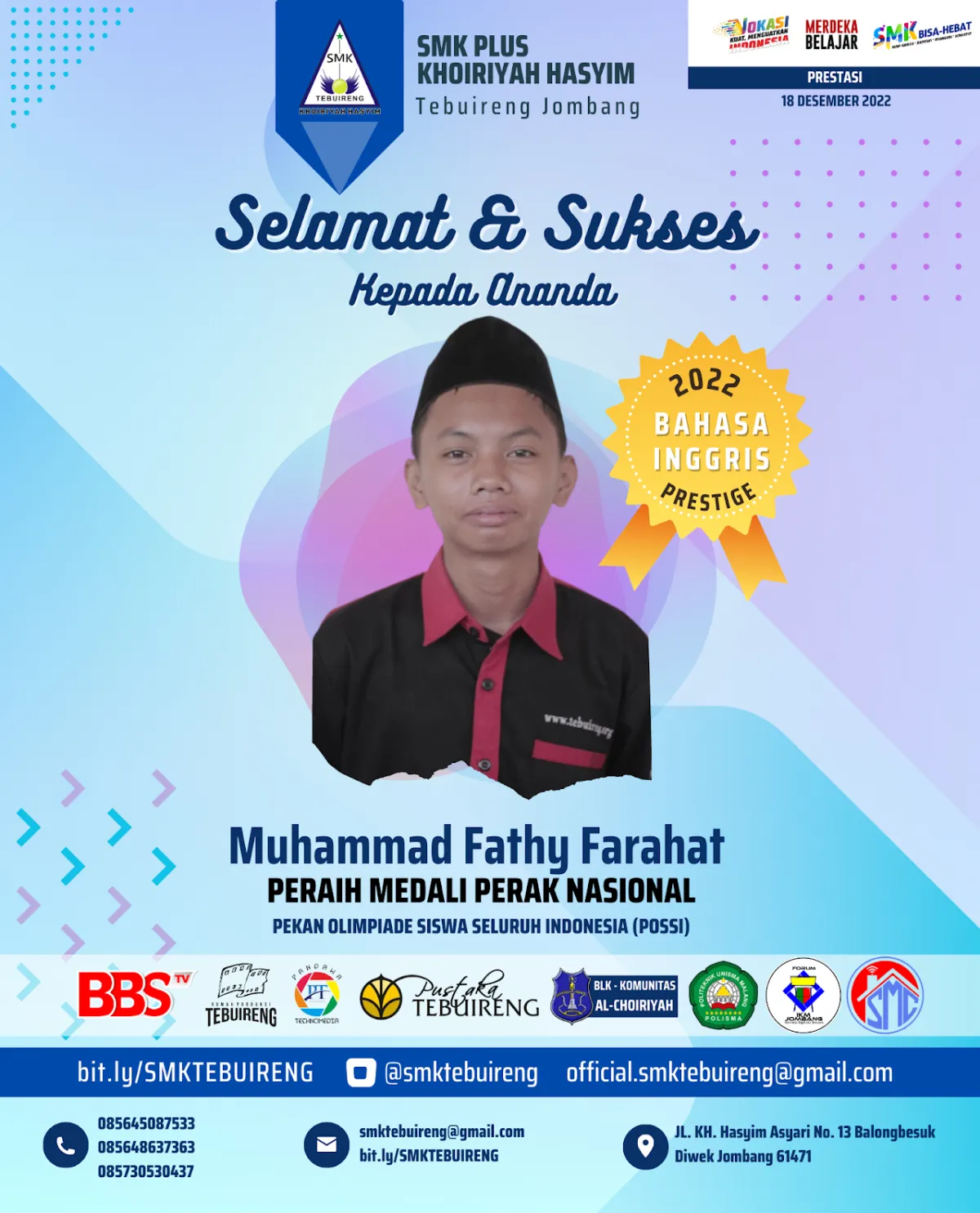2022 - PERAK PEKAN OLIMPIADE SISWA SELURUH INDONESIA (POSSI) (BAHASA INGGRIS) TAHUN 2022 - FATHY